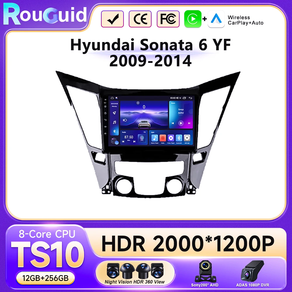 

Android 16 For Hyundai Sonata 6 YF 2009-2014 Multimedia Carplay Auto Car Head Unit Player GPS Navigation DVD NO 2DIN Dash