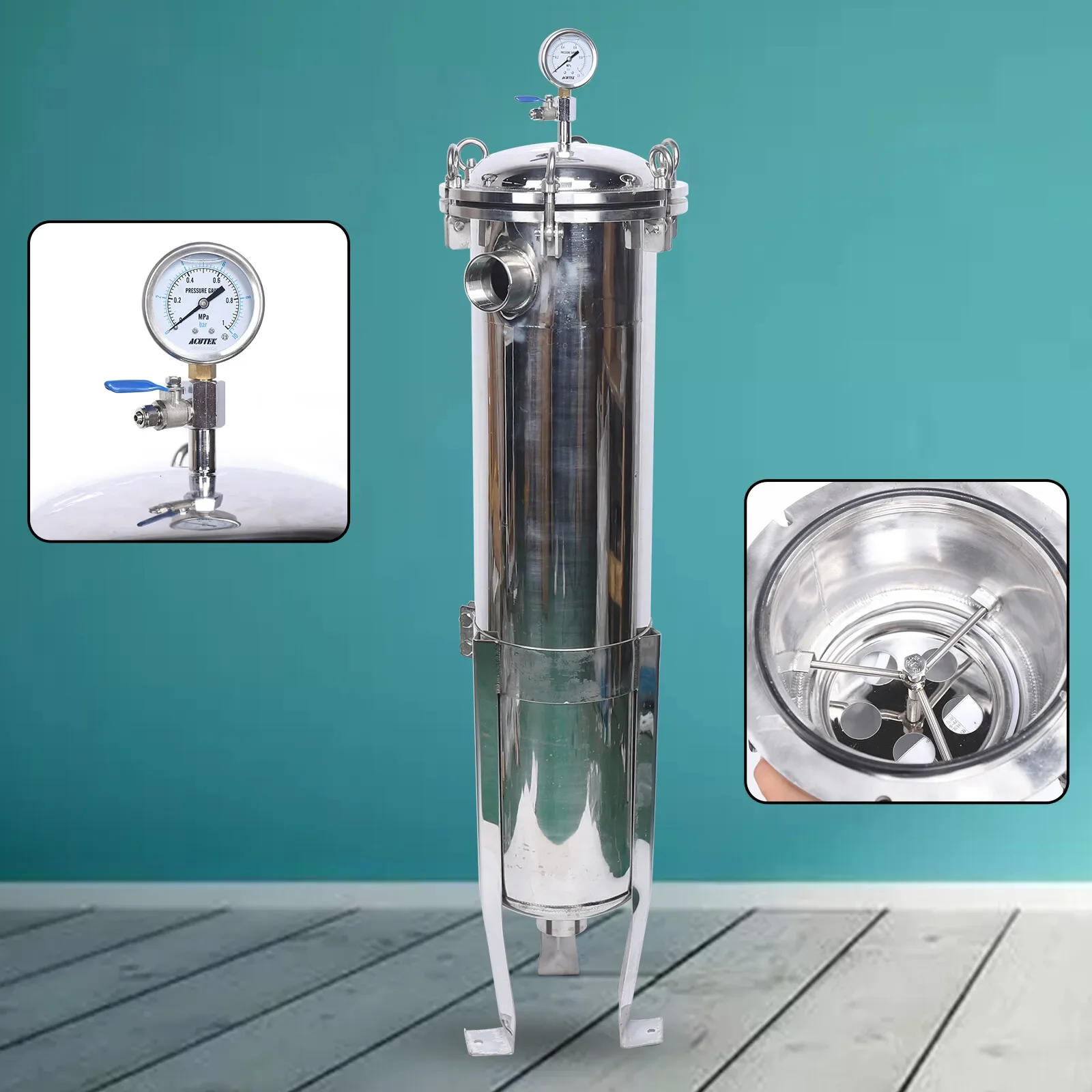 غطاء مرشح للأكياس من الفولاذ المقاوم للصدأ NPT مقاس 2 بوصة # 2 حقيبة شبكية 150 رطل لكل بوصة مربعة داخل/خارج موديل أمريكي