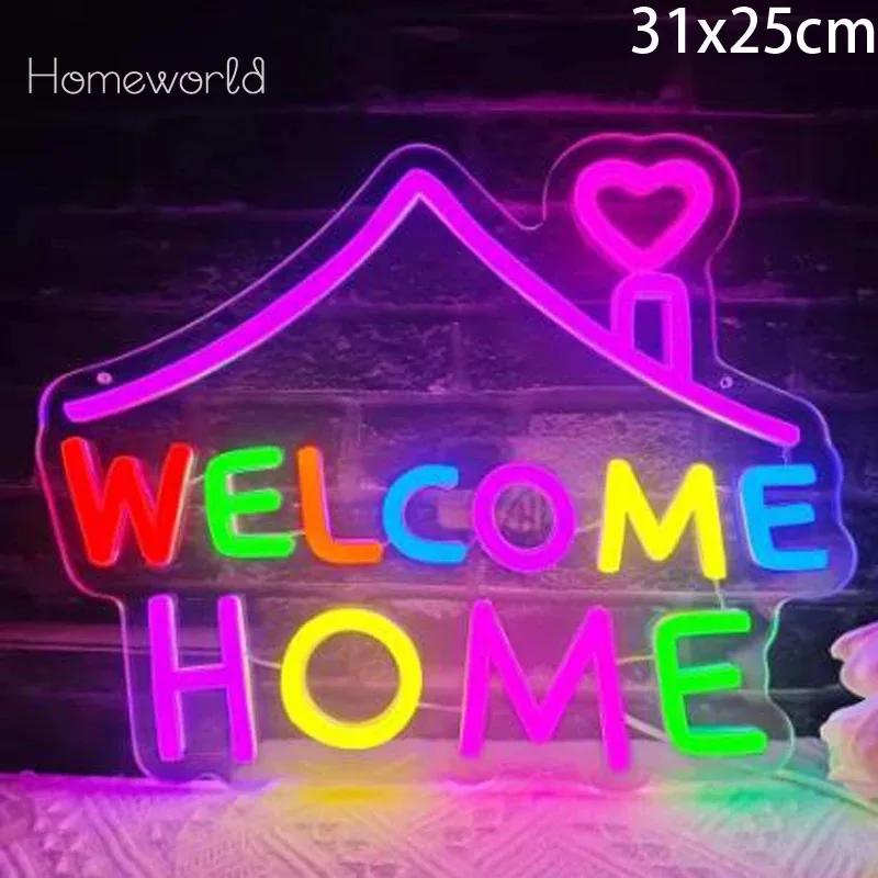 

Welcome home LED neon sign, adjustable brightness used for custom decoration of home door wall lights bedrooms living rooms
