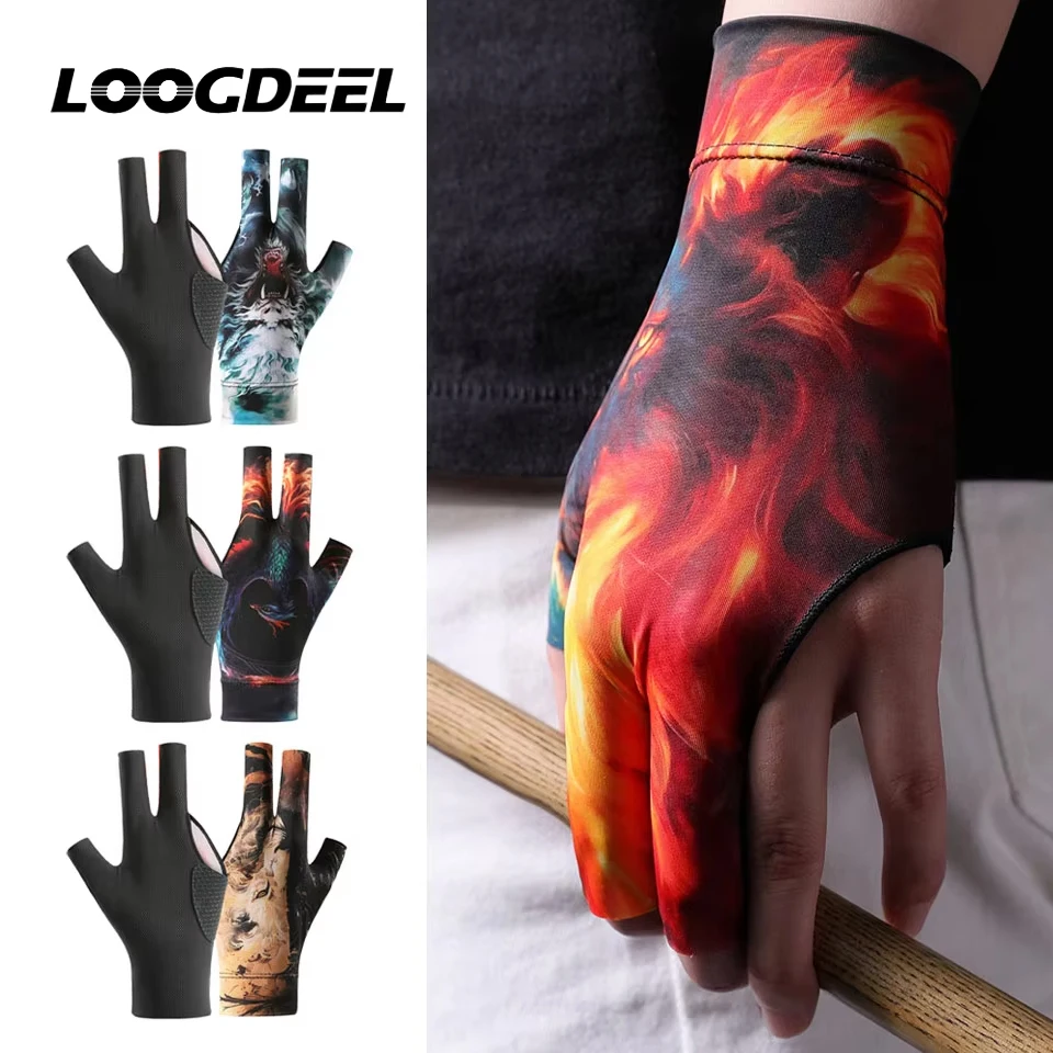 

LOOGDEEL 1Pc Left-Hand Billiards Glove Non-Slip Three-Finger Billiard Glove Men Women Professional Snooker Billiard Glove