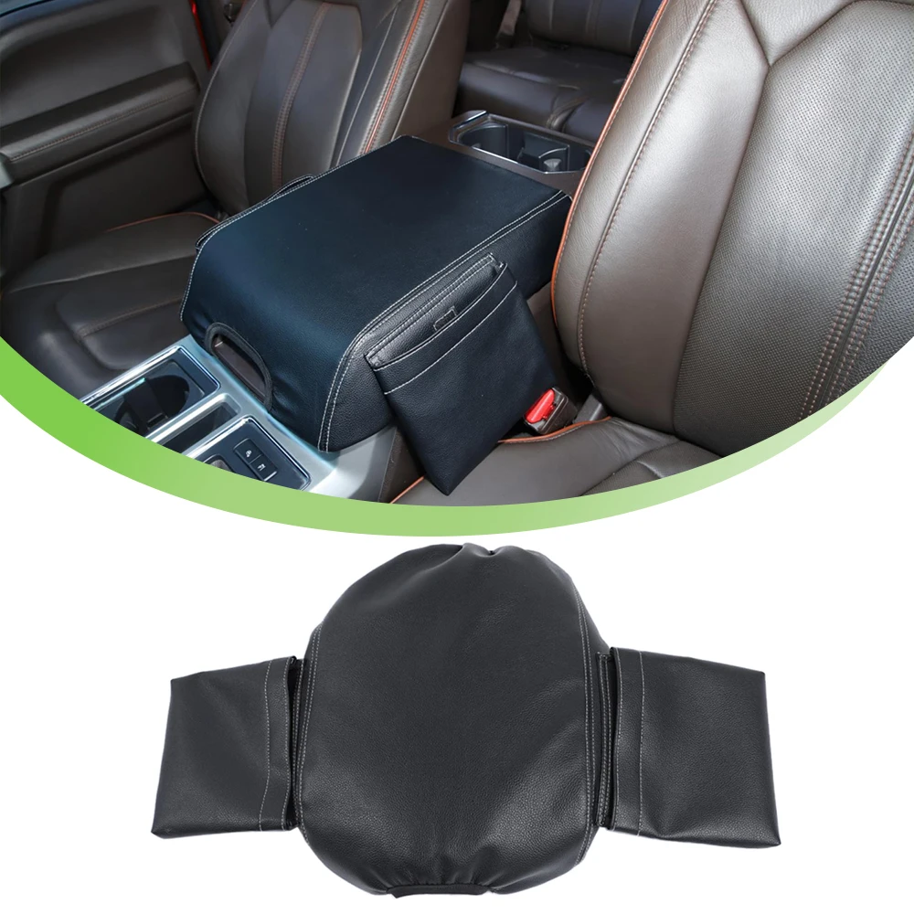 Car Front Armrest Box Leather Cover Protector Pad Storage Bag for Ford F150 2015 2016 2017 2018 2019 2020 Interior Accessories