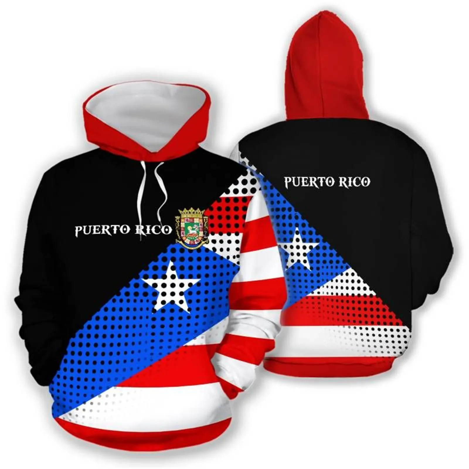 HX Fashion Hoodies Mens Sweatshirts Puerto Rico Fiji National Regional Flag Printed Coats Casual Pullovers Tops Dropshipping