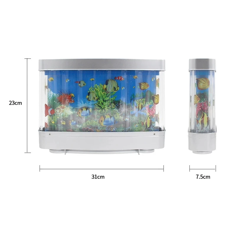 Artificial Tropical Fish Tank Night Light, Virtual Ocean, Dynamic LED Table Lamp, Decoração do quarto de casa, Presentes de Natal para crianças, Novo