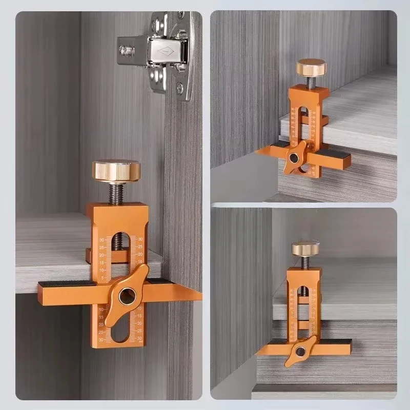 2 in 1 Cabinet Door Installation Positioner 10mm Rebounder Wardrobe Cabinet Door Panel Installation Punched Mounting Jig