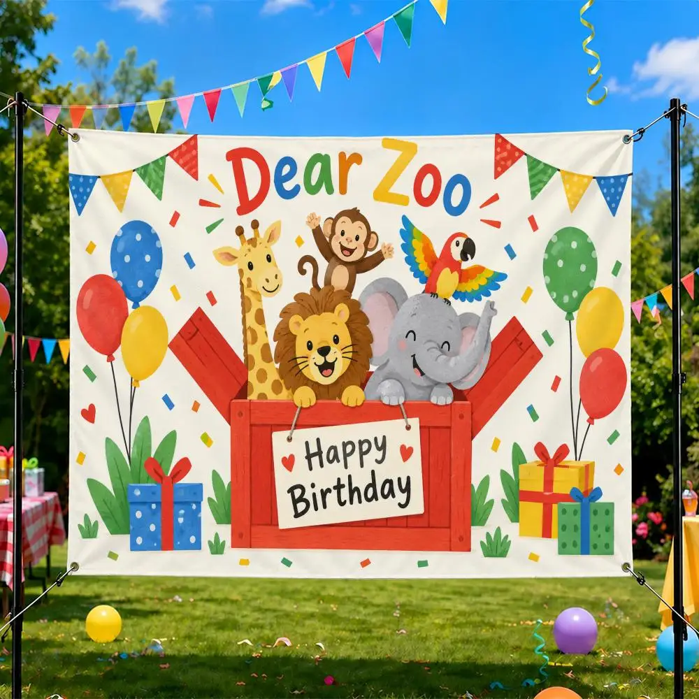Dear Zoo Flags Birthday Party Flag Tapestries Outdoor Parties Bedrooms Living Rooms  Wall Decor Gifts
