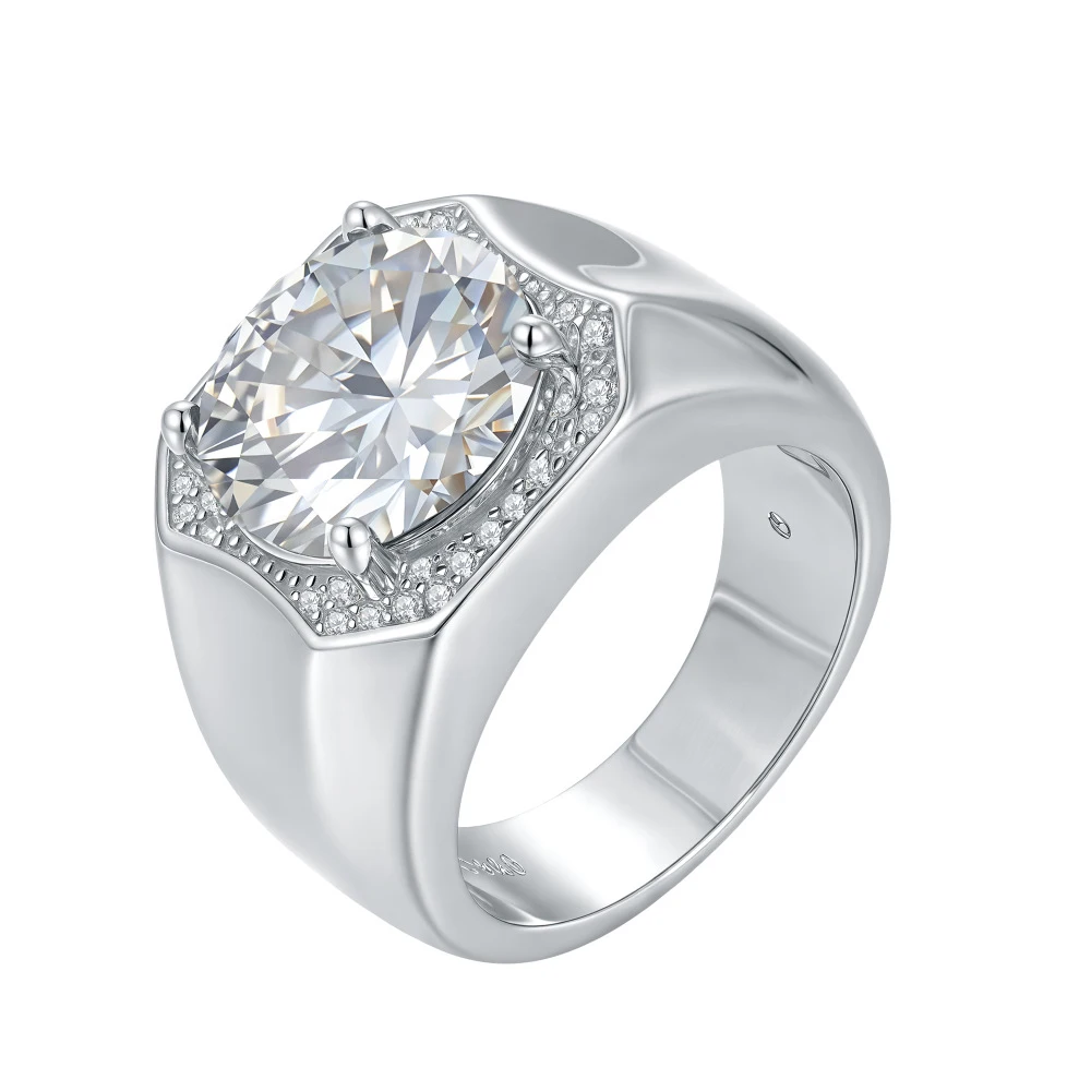 5 Carat Real Moissanite Diamond Rings for Men Women Sparkling White Green Moissanite Business Ring Fine Jewelry
