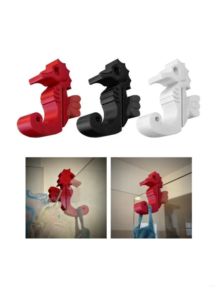 Polylactic Acid Materials Decorative Sea Horse Hook For 8Mm Glass Door No Drilling Installation X3UC