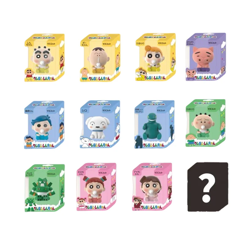 Crayon shin-chan série boneca fofa feita à mão enfeites de mesa kit de garagem modelo caixa cega brinquedos crianças presentes de aniversário