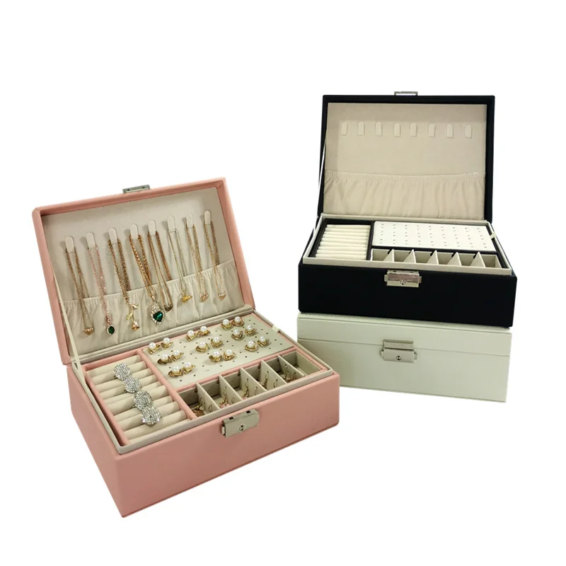 

High-quality PU Leather Inner Flannel Jewelry Box Modern Ring Earring Pendant Necklace Storage Box Jewelry Cosmetics Gift Box