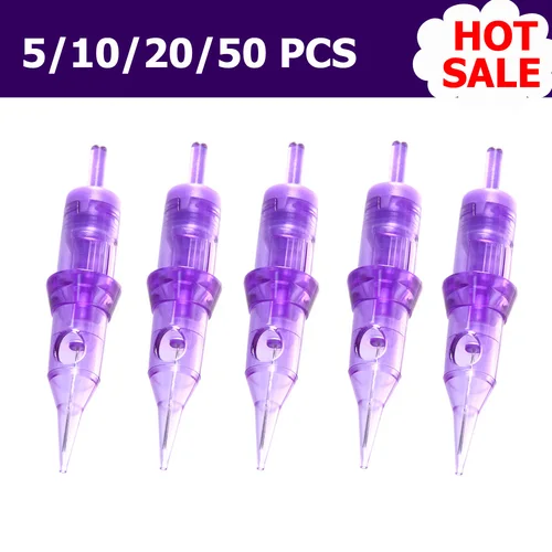 5/10/20/50 Uds agujas profesionales cartuchos de tatuaje delineador redondo 0,3 MM maquillaje permanente delineador de cejas agujas de tatuaje desechables