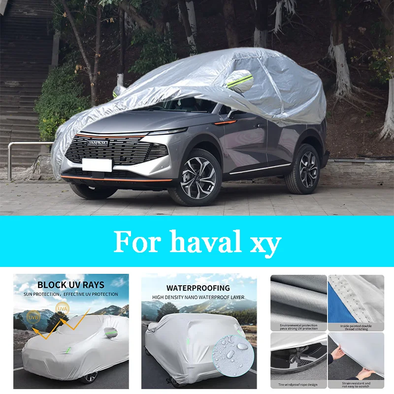 غطاء سيارة خارجي كامل غطاء ثلج خارجي مقاوم للماء والغبار مع شرائط عاكسة لـ Haval Xy #1