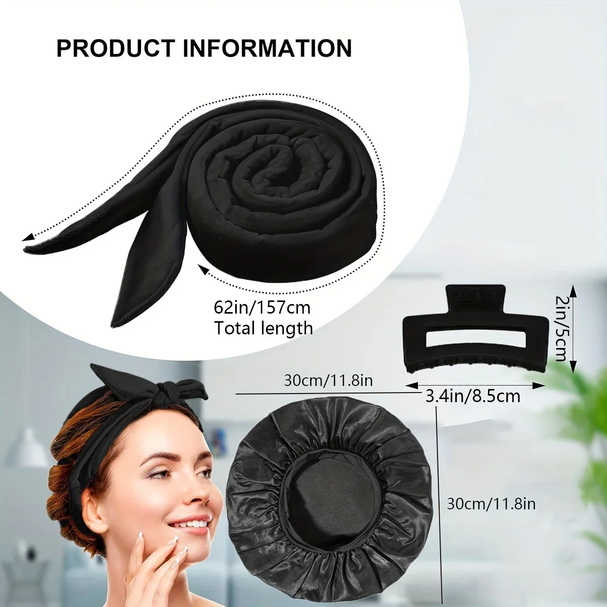 3/5/6pcs/Set Sleep Hair Styling Set Heatless Hair Curling Headband Hair Claw Clip Hair Scrunchie Hair Care Cap DIY Styling Tools