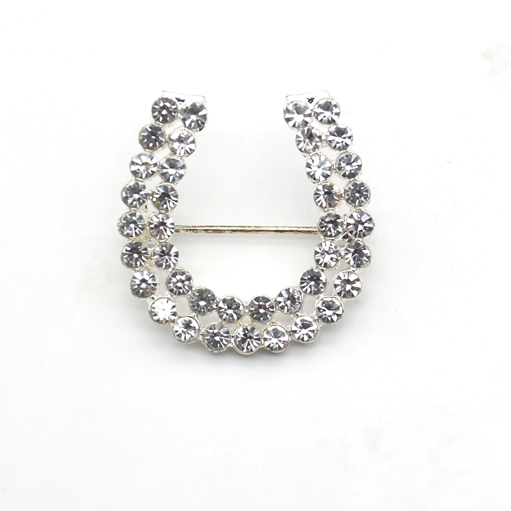 

Zinc Alloy Clear Crystal Lucky Horseshoe Brooch