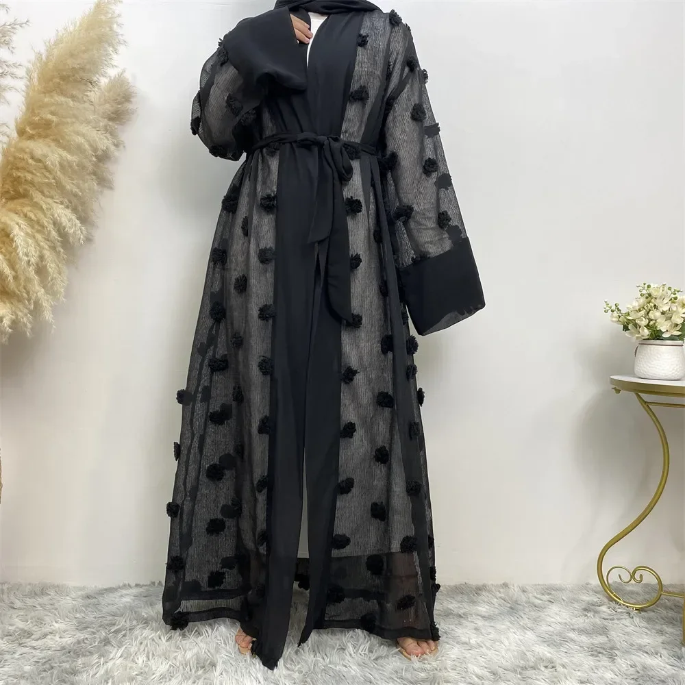 

Women Dress Cardigan Abaya Loose Lace-up Long Sleeved Cardigan Elegant Middle East Robe Arab Turkish Dress Muslim Abayas Women