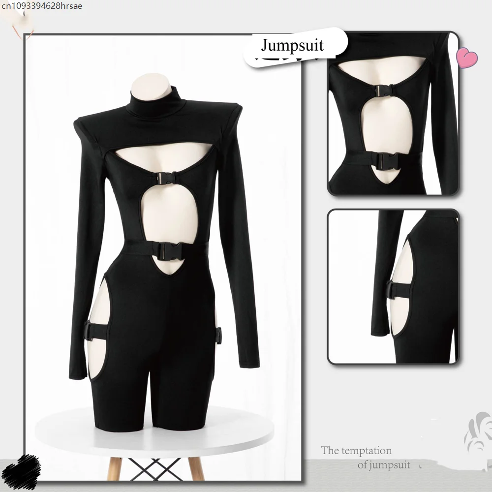 

Women Sexy Tight Jumpsuit Punk Bandage Cyber Gothic Bodysuit Game Cosplay Party Performance Costume