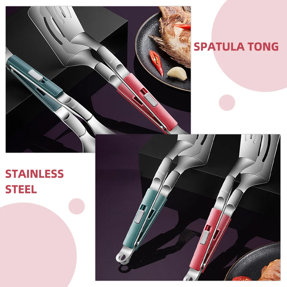 

1pc Fish Frying Spatula Tong Upgraded Locking Mechanism Non-Stick Cooking Shovel For Steak Pasta Kitchen Essential Stainless