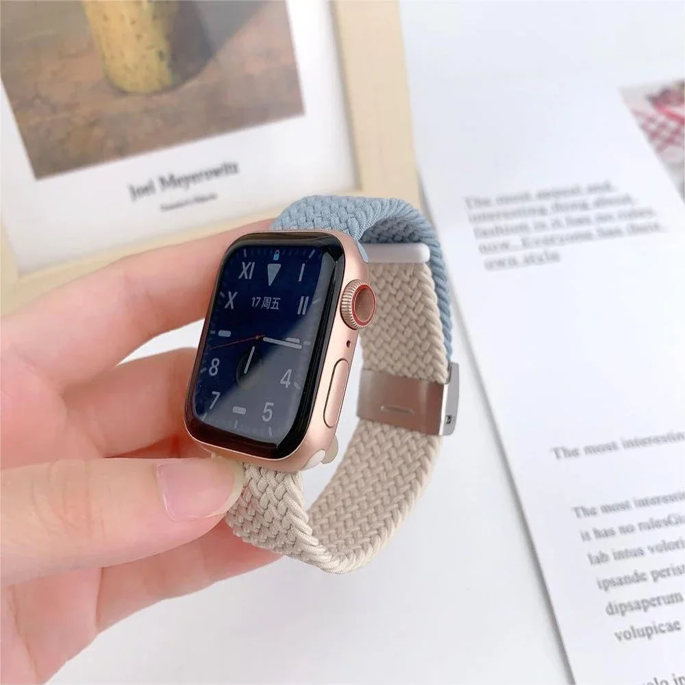 สายถักเดี่ยวยืดได้สำหรับนาฬิกา Apple สายรัดพิเศษ40มม. 41มม. 42มม. 44มม. 45มม. 49มม. 9 8 7 6 5 4 SE
