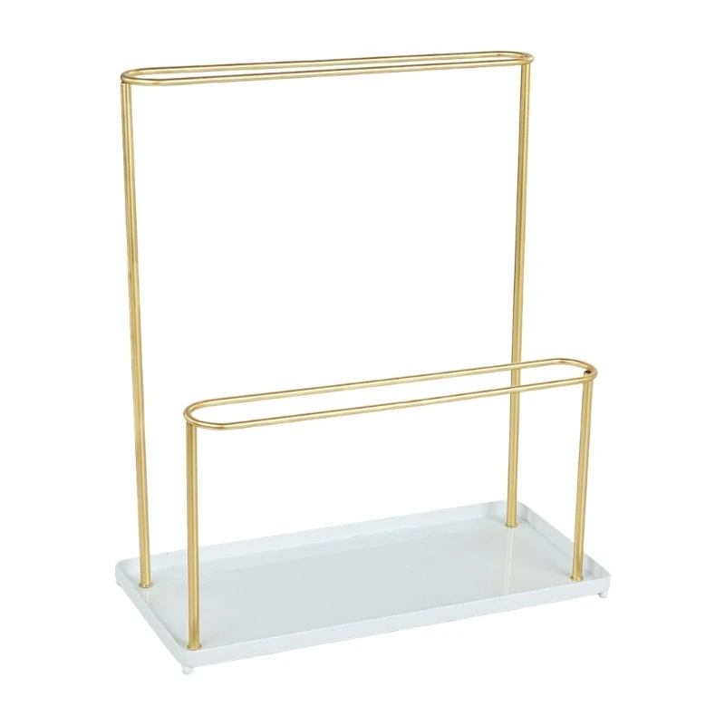 62KE Space Saving Double Level Jewelry Holder with Smooth Finishs Metal Texture