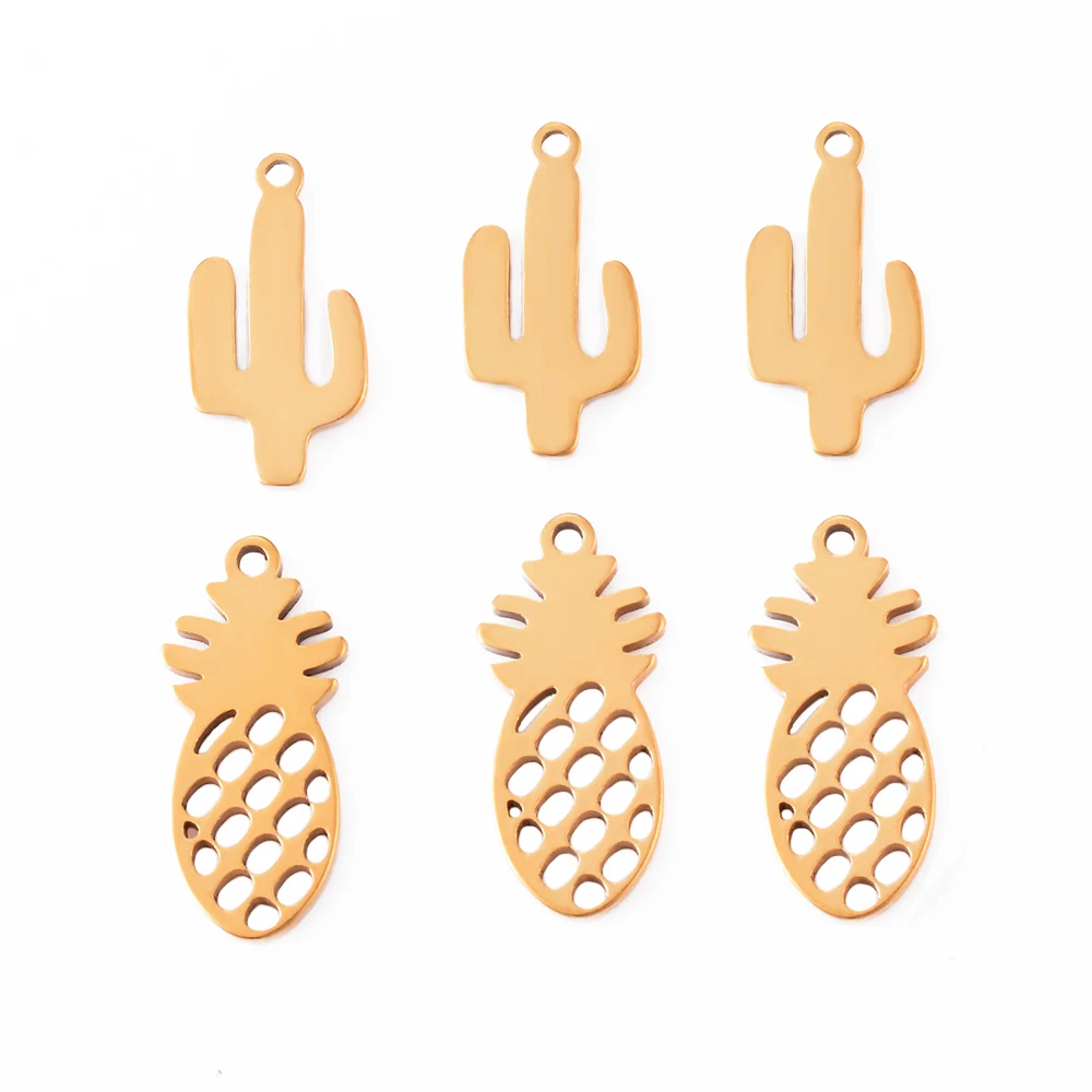 10pcs wholesale DIY Charms Cactus Stainless Steel Pineapple Connectors Charm Pendants Bracelet Jewelry Making Handmade