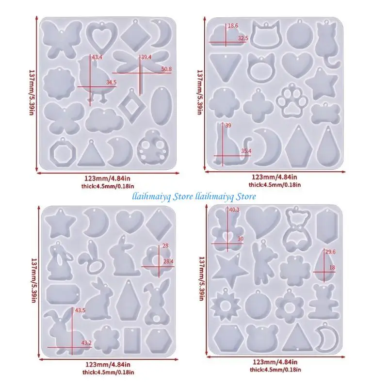 573B قالب من السيليكون الناعم شخصية على شكل حيوان أقراط قوالب هندسية حلقات الأذن قالب الايبوكسي لعشاق الحرف اليدوية ذاتية الصنع #6