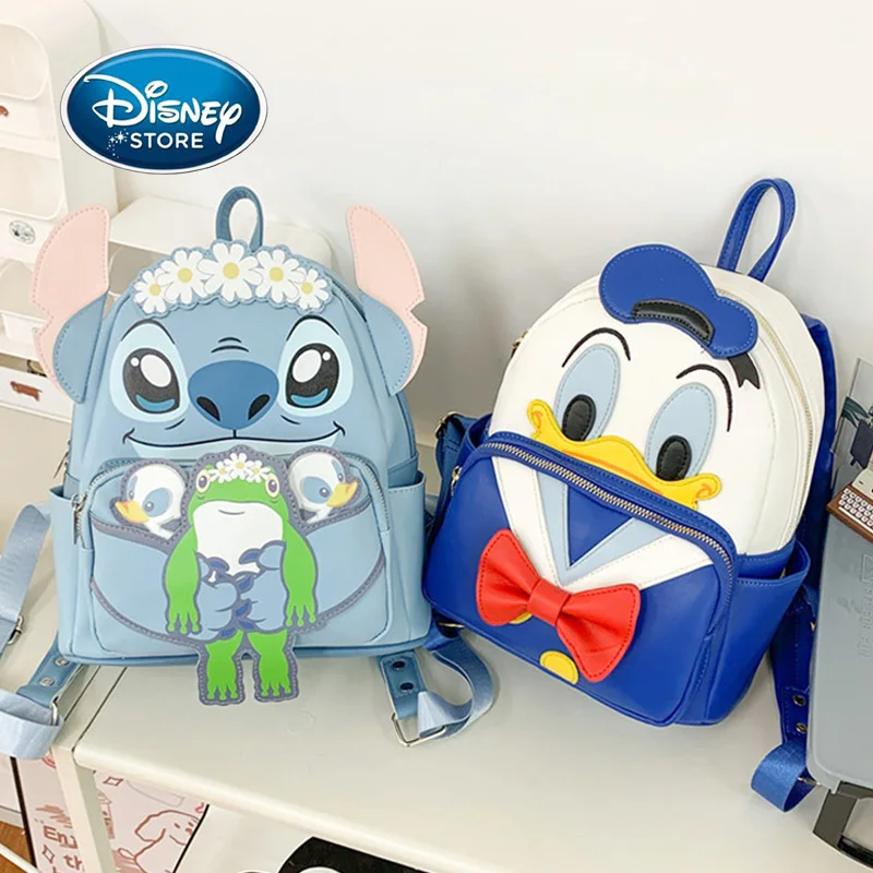 

Disney Cute Stitch Backpack Cartoon Donald Duck PU Leather Backpack Crossbody Bag For Girls DisneyPark Backpack