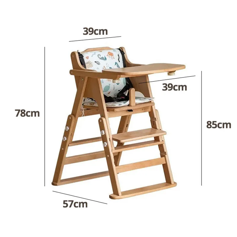 Multi Functional Beech Baby Dining Chair, Baby Lift Dining Chair, Portable and Foldable