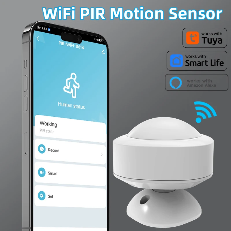 

Tuya WiFi PIR Human Motion Sensor Smart Home App Remote Control Intelligent Linkage Body Infrared Detection Security Alarm