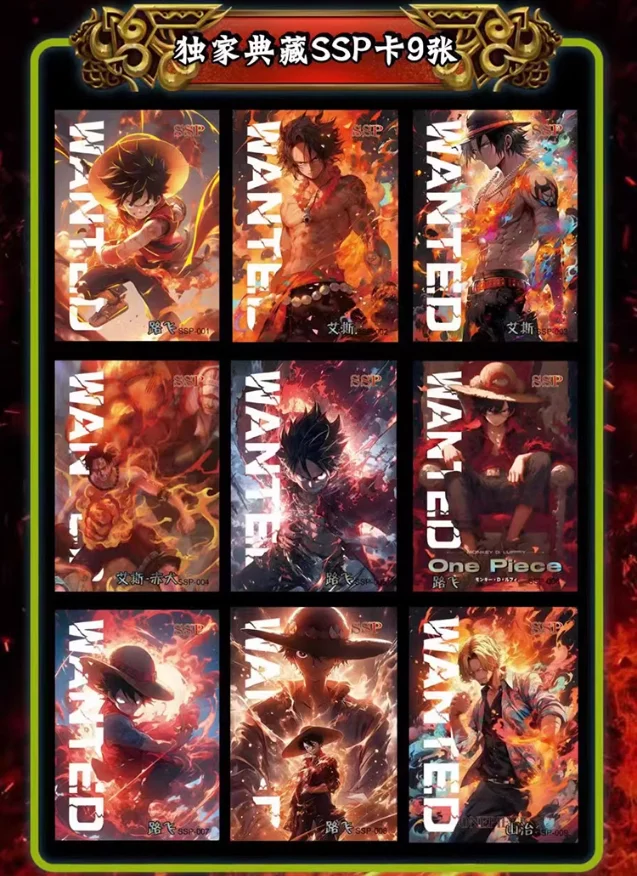 YIKA One Piece Cards The Will of Fire Anime Collection Cards Mistery Box Board Games Toys Birthday Gifts for Boy and Girls