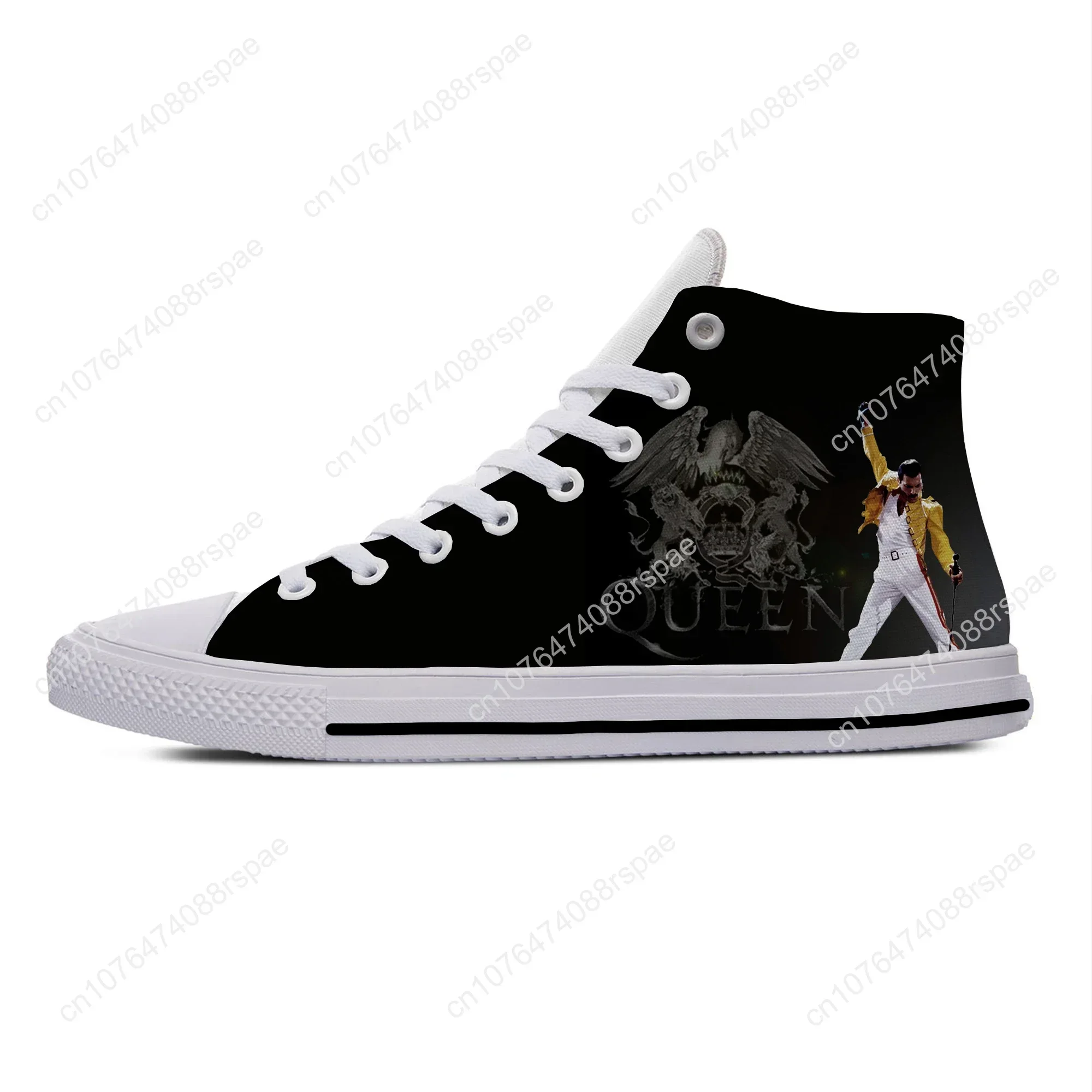 Hot Queen Rock Band Freddie Mercury Música Moda Sapatos Casuais High Top Leve Homens Mulheres Tênis Respirável Sapatos de Tabuleiro