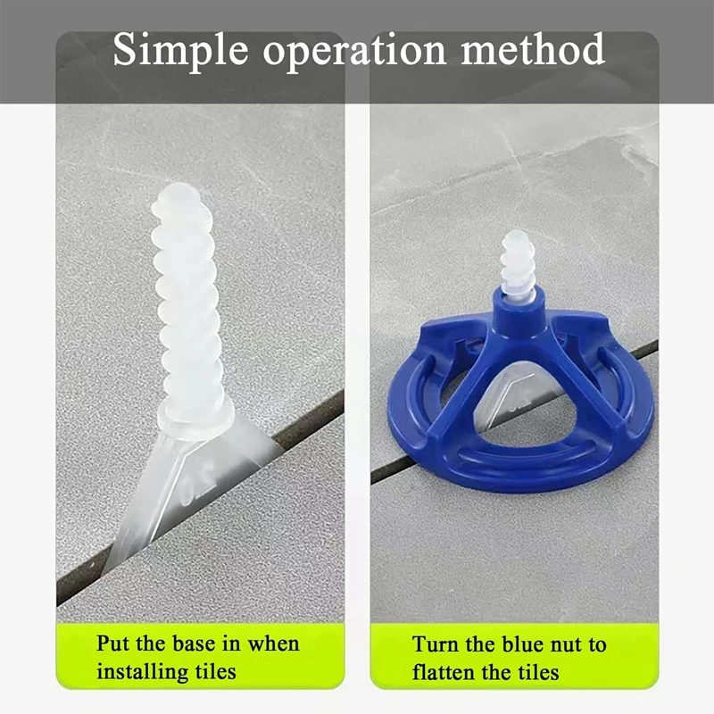 재사용 가능한 너트 및 100 베이스 50 개, 타일 스페이서 레벨링 시스템, 자체 접착 바닥 타일, 내구성