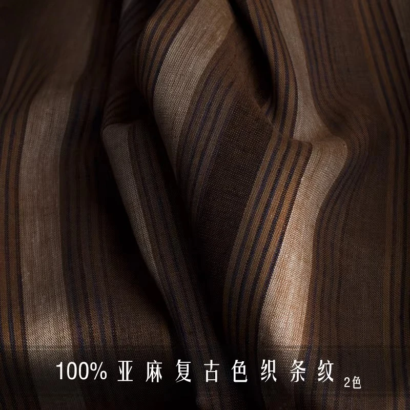 

1 метр ткани из чистого льна в полоску, окрашенной в пряже, для пошива одежды