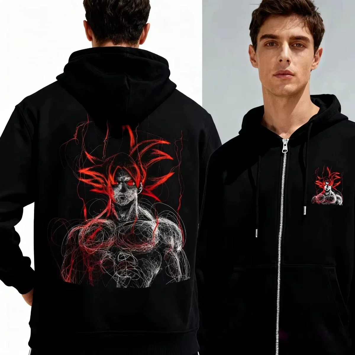 

2025 New Bandai One Piece Hoodie Men's Autumn and Winter Collection Cardigan Zipper Casual Hooded Jacket with Plush Long Sleeves