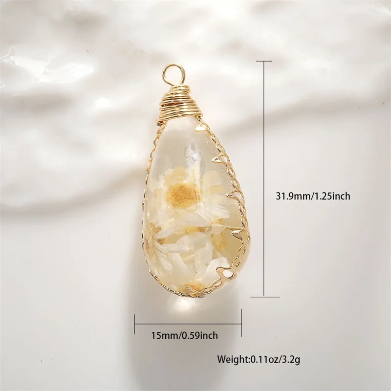 夏スタイル-20-ピース-ロットカラー花コアジオメトリ水滴形状樹脂ビーズ-diy-ジュエリー衣服ペンダントアクセサリー