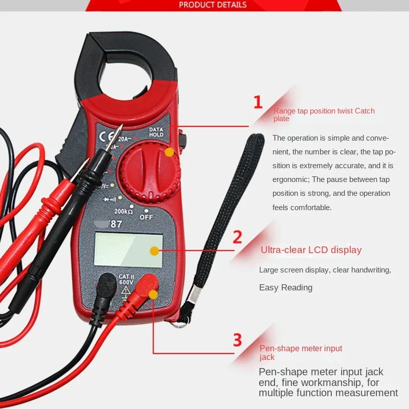 Electrical Measure LCD Digital Clamp Meter AC/DC Multimeter Current Amper Capacitance Pliers Ammeter Resistance Tester