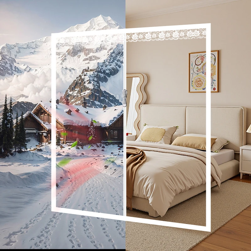 Winter Model Zipper Window with Transparent Insulation and Windproof Window Sealant and Protective Window Film for the Bedroom