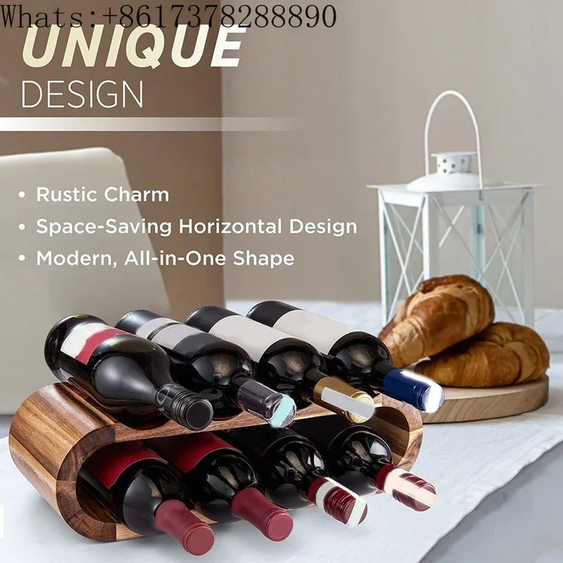 Racks Countertop Bottle Holder- 2 Tier 8 Bottle Wood Wine Storage Racks Small Wine Rack Organizer Rustic  Rack Durable