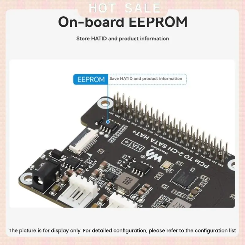 تسليم 24 ساعة Waveshare نقل البيانات عالي السرعة Pcie إلى لوح توسيع SATA لـ Raspberry Pi5 EEPROM HAT + شركة متعددة الأجهزة
