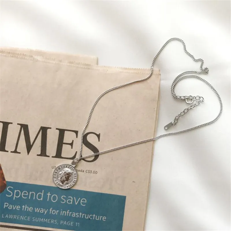 النمط الأوروبي الجديد الخماسي عملة 925 فضة الأزياء والمجوهرات الإبداعية جولة صورة قلادة القلائد XL004