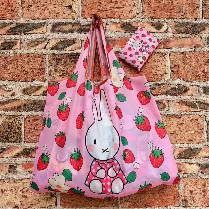 Cartoon Miffy Rabbit Supermarkt-Einkaufstasche, große Kapazität, wasserdicht, tragbar, faltbar, Umweltschutz-Aufbewahrungstasche – Detail 3