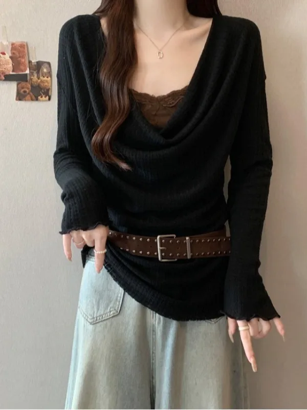 

Early Spring Women's plus Size Knitted Set round Ne Svel Top And Tank Two Piece Ensemble Casual Loose Fit Springwear