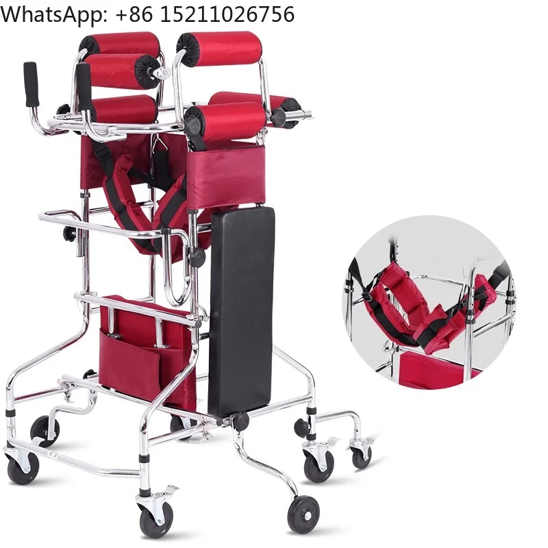 Adult Cerebral Palsy Walking Aid Hemiplegia Walker Lower Limb Training Standing Walking Frame With 8 Wheels