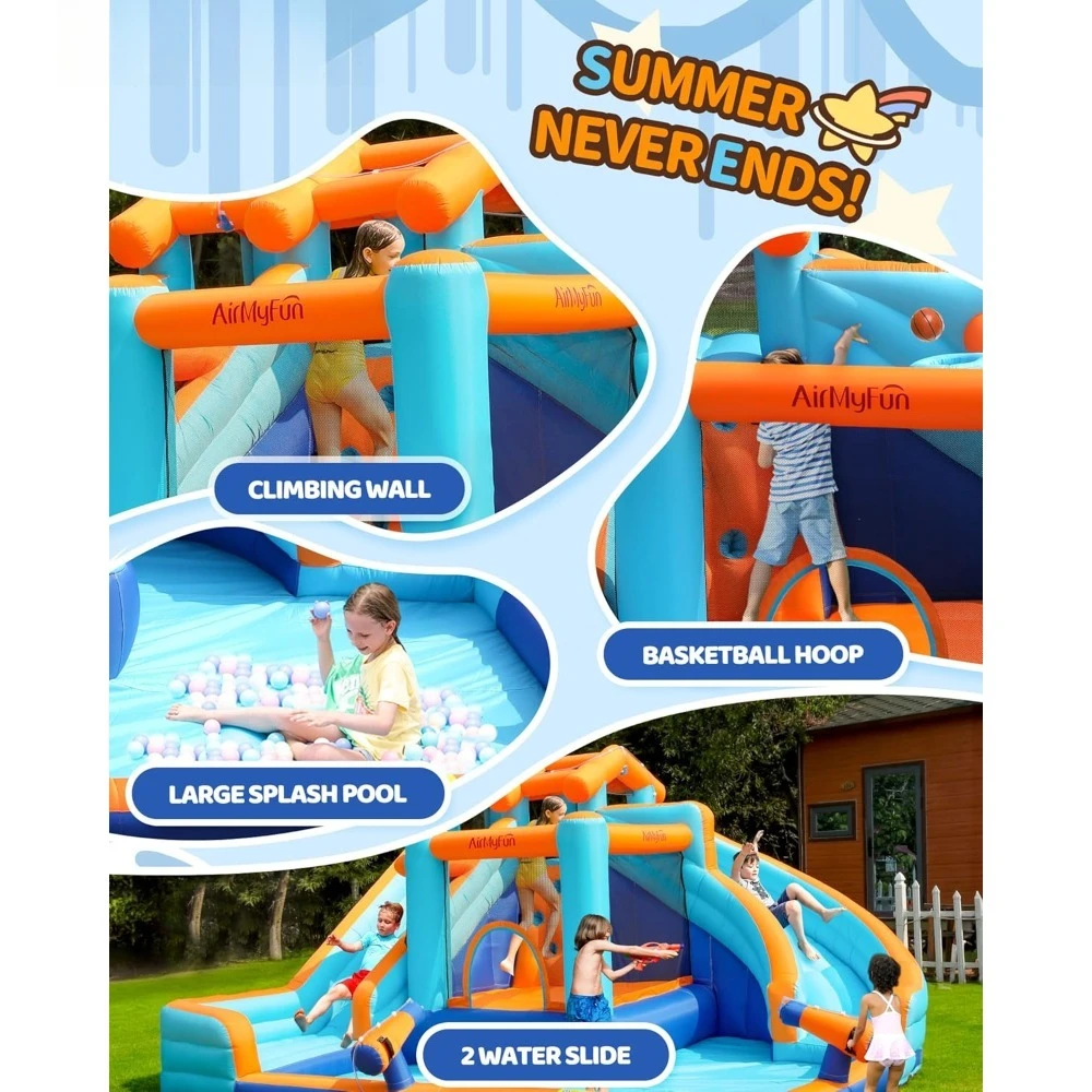 Large Water Slide Bounce House with Splash Pool and Basketball Hoop Inflatable Bouncy Castle for Kid Adult Outdoor Play - view 4