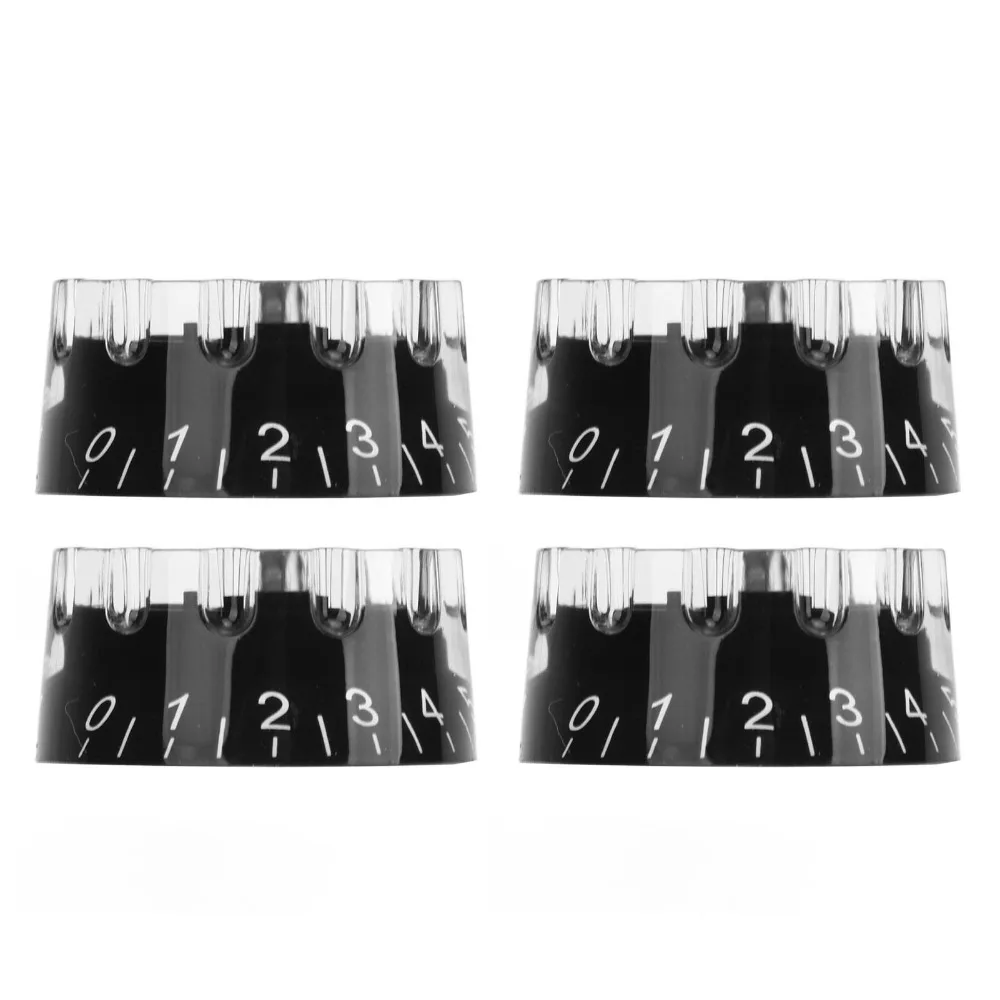 4PCS Knurled Design Knurled Metal Knobs Electric Guitar Gold Black White Acrylic Material Bass Control Knobs Guitar Knob