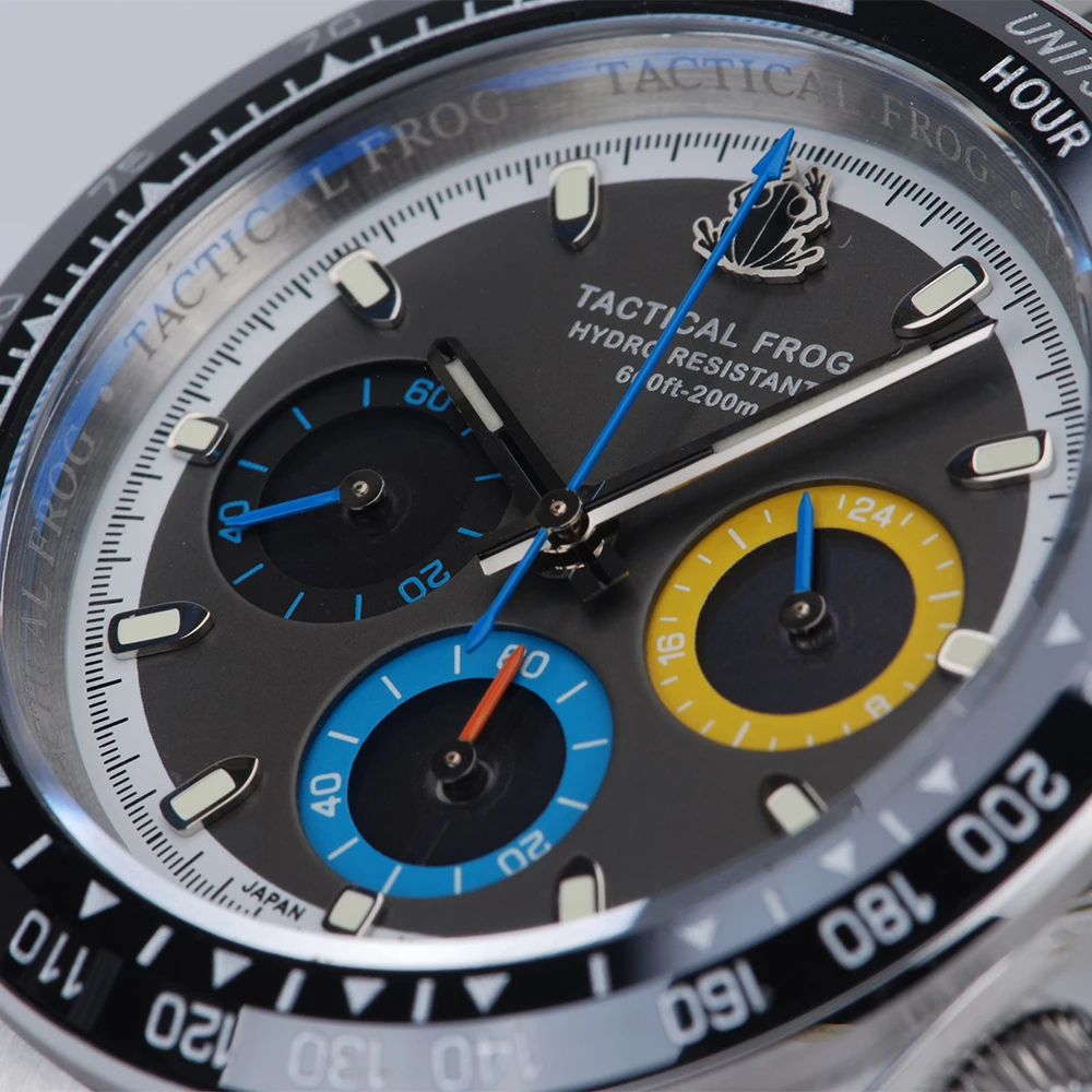 التكتيكية الضفدع الرجال ساعة كرونوغراف ايكو محرك الشمسية العسكرية ساعة اليد 200 متر مقاوم للماء C3 مضيئة الياقوت الصلب حزام VS75B #6