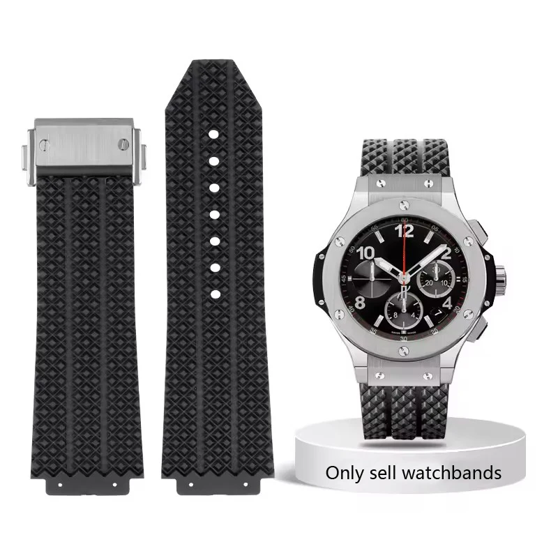 Weiches Silikon-Uhrenarmband für HUBLOT Hengbao Yubo Big Bang Classic Fusion Gummi-Uhrenarmband, wasserdicht, 25 x 19 mm Uhrenkette