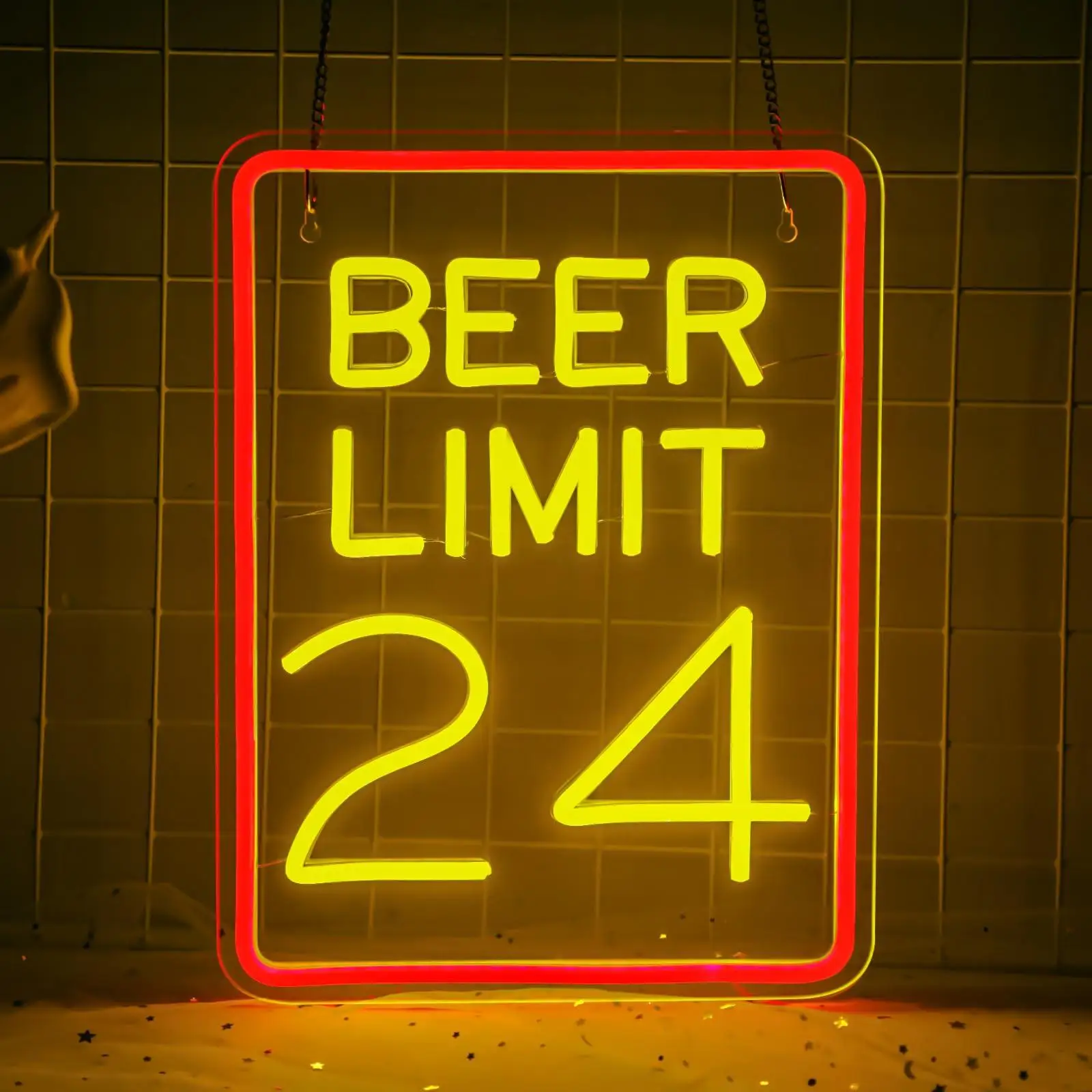 

Неоновая вывеска для настенного декора с регулируемой яркостью Beer Limit 24, неоновая световая вывеска для мужской пещеры, домашнего бара, паба, ресторана, подвала, отеля-бистро