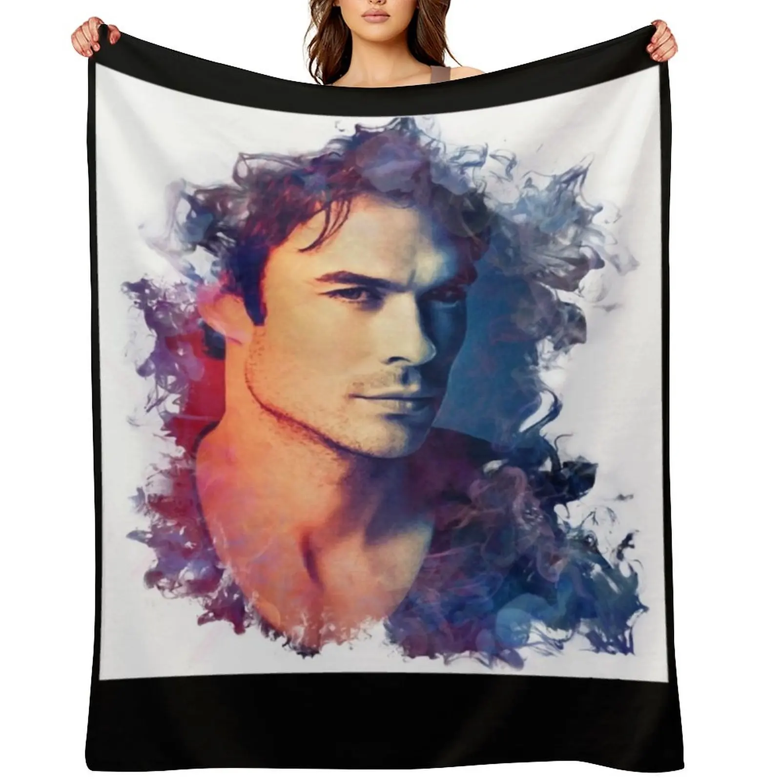

ian somerhalder Throw Blanket Flannel Fabric Personalized Gift Custom Luxury St Blankets