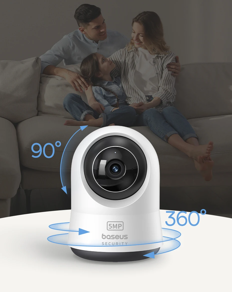 Baseus 5MP 3K WiFi IP-Kamera 2,4G/5G Wireless Indoor Sicherheitsschutz Schwenk- und Neigefunktion 8-facher Digitalzoom Mini-Kamera-Überwachungskameras – Detail 9