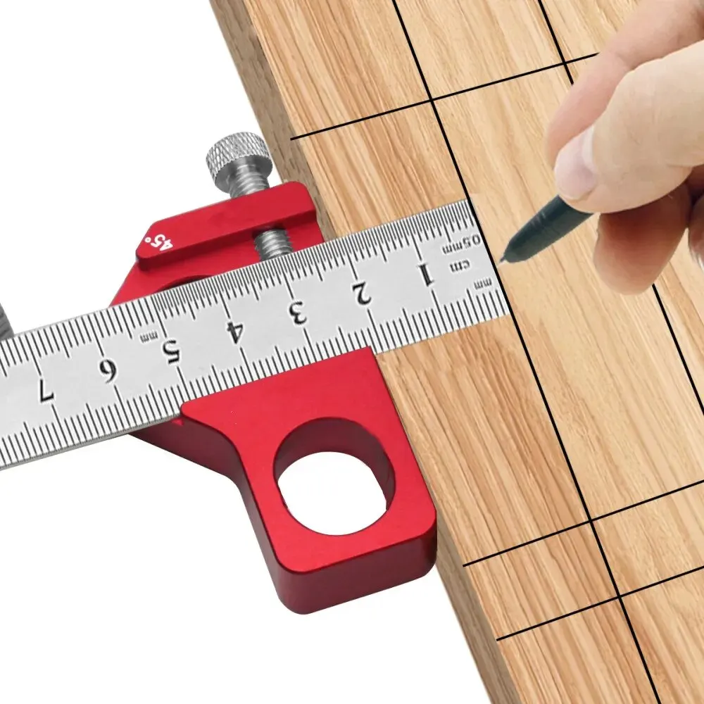 Positioning Block Stop 45/90 Degrees Block Aluminum Alloy Steel Ruler Fixed Steel Ruler Limit W/ Thickness 3mm Steel Rule