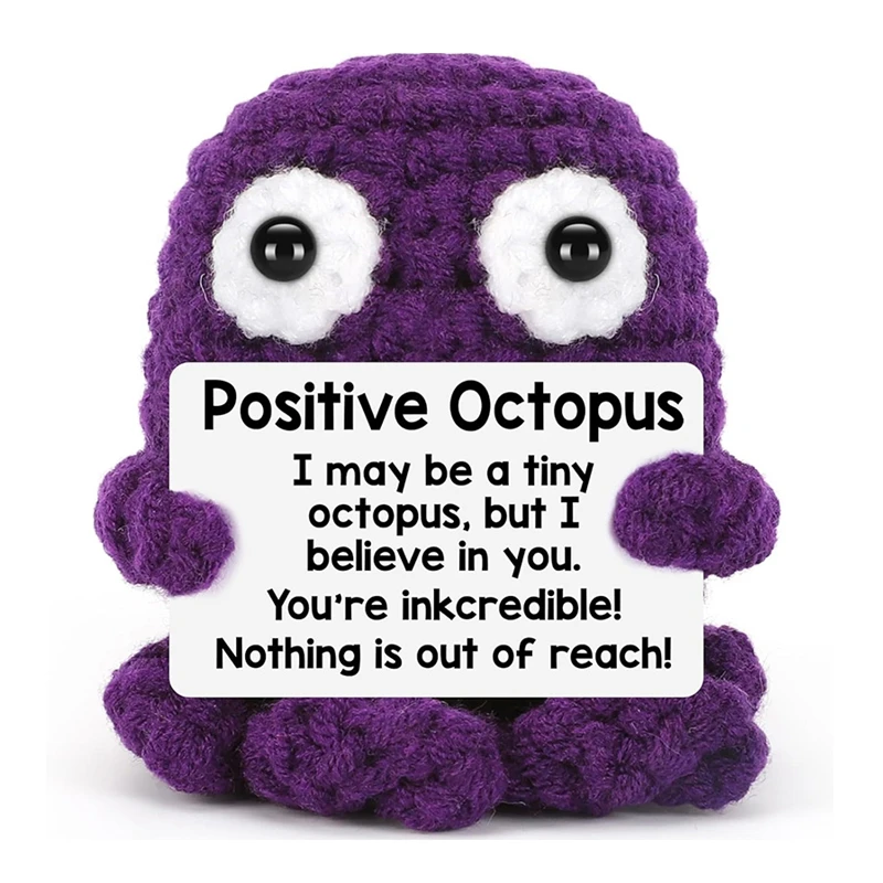 

Positive Octopus Handmade Crochet Dolls Emotional Support Desktop Ornament Funny Wool Knitted Figurines Home Decoration Gifts